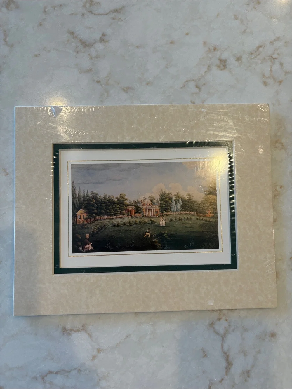 Classic Green Double-Matted Landscape Wall Art Thomas Jefferson’s Monticello